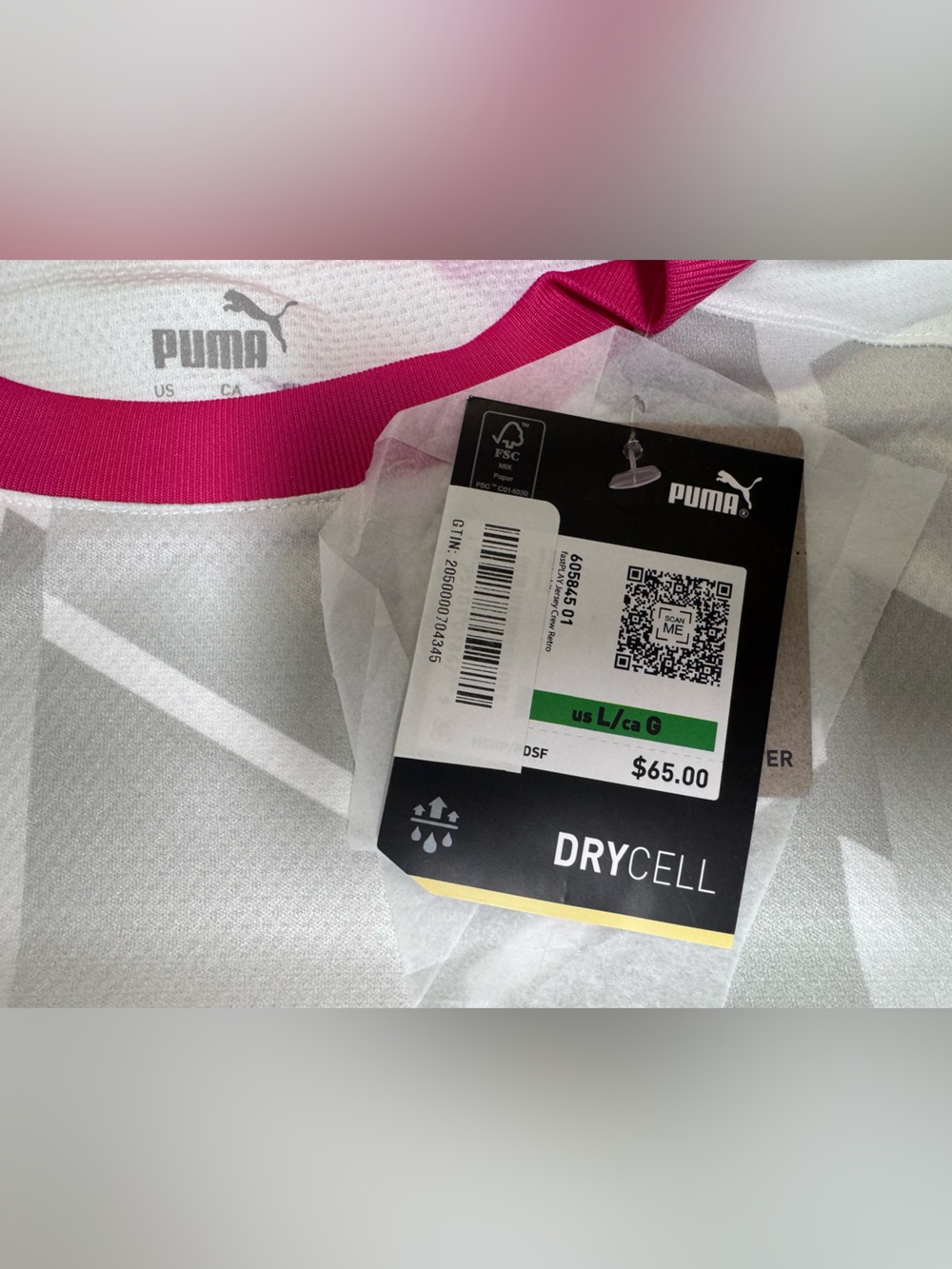 Puma White and Gray Soccer Jersey with Pink Trim - Picture 4 of 9